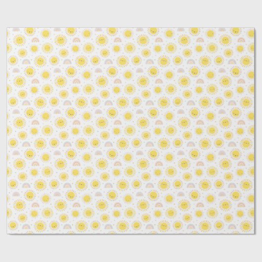 Schudpastelzonneschijn, regenbogen en harten cadeaupapier (Vlak)