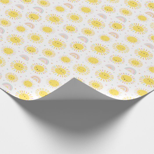 Schudpastelzonneschijn, regenbogen en harten cadeaupapier (Hoek)