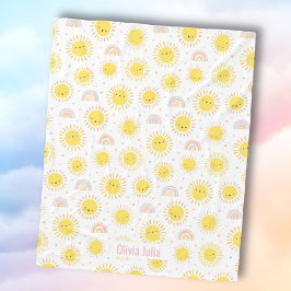 Schudpastelzonneschijn, regenbogen en harten fleece deken