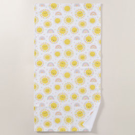 Schudpastelzonneschijn, regenbogen en harten strandlaken