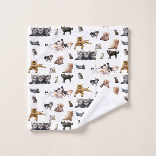 Schudpatroon met foto's van katten en kittens bad handdoek (Wasdoekje)