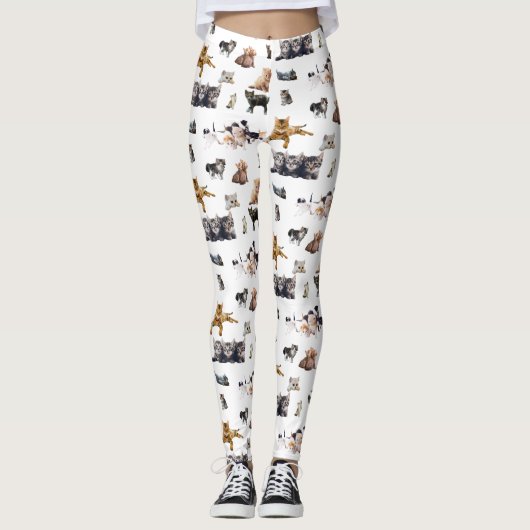 Schudpatroon met foto's van katten en kittens leggings (Voorkant)