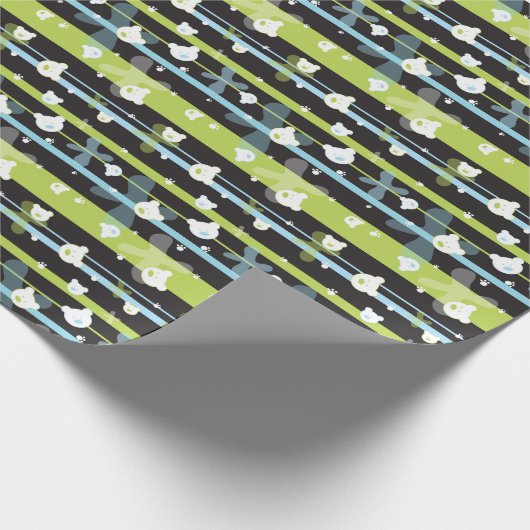 Schudpatroon met kleine beren cadeaupapier (Hoek)