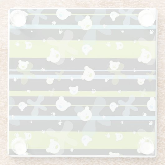 Schudpatroon met kleine beren glazen onderzetter (Achterkant)