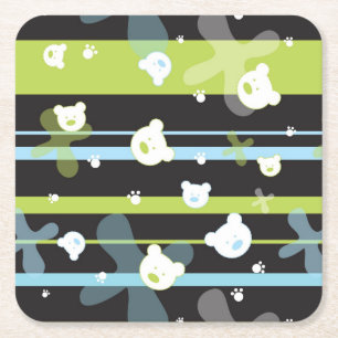 Schudpatroon met kleine beren kartonnen onderzetters