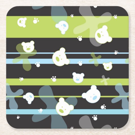 Schudpatroon met kleine beren kartonnen onderzetters (Voorkant)