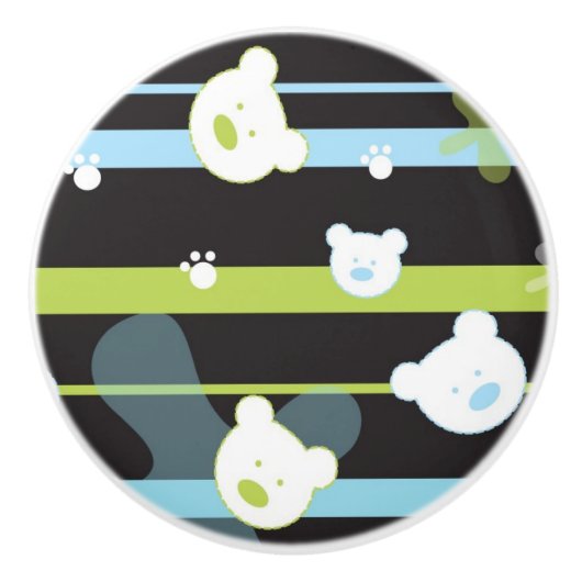 Schudpatroon met kleine beren keramische knop (Voorkant)