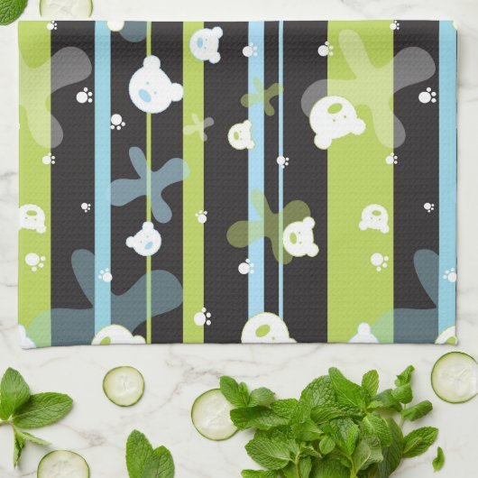 Schudpatroon met kleine beren theedoek (Gevouwen)