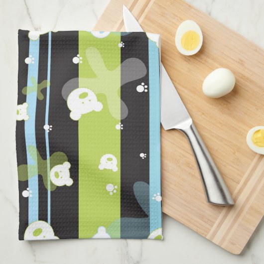 Schudpatroon met kleine beren theedoek (Quarter Fold)