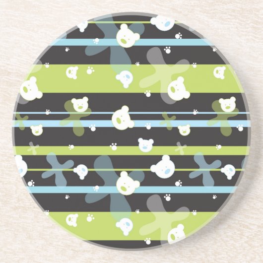 Schudpatroon met kleine beren zandsteen onderzetter (Voorkant)