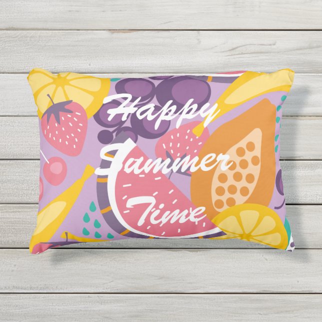 Schudpatroon van gemengde vruchten l Paarse achter Buitenkussen (Voorkant)