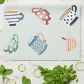 Schudpatroon van kleurrijke mokken blauwe stippen  theedoek (Gevouwen)