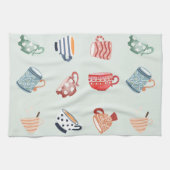 Schudpatroon van kleurrijke mokken blauwe stippen  theedoek (Horizontaal)