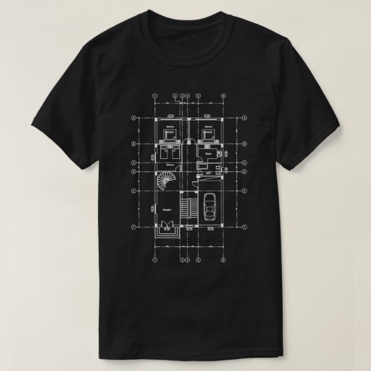 Schudplank van het architectuurhuis zwart ontwerp t-shirt (Design voorkant)
