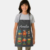 Schudrobots, kleurrijke kinder kunst of kookkunst schort (Insitu)