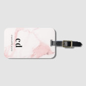 Schudroze monogram naam minimalistisch bagagelabel (Voorkant (horizontaal))