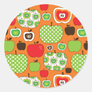 Schudschilfering van appelen ronde sticker