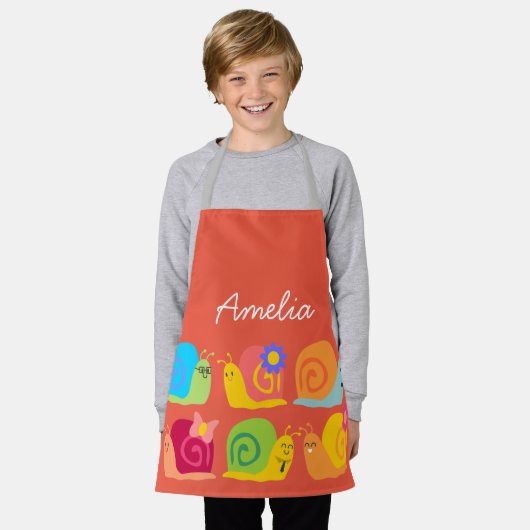 Schudslakken kleurrijke kinder kunst of koken schort (Gedragen)
