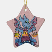 Schudster met sierlijke baby draak keramisch ornament (Links)
