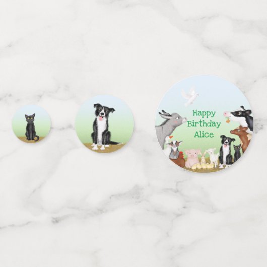 Schudvee verjaardagsfeestje confetti (Voorkanten)