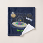 Schudvis uit de cartoon van de ruimte bad handdoek (Wasdoekje)