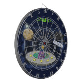 Schudvis uit de cartoon van de ruimte dartbord (Voorkant Links)