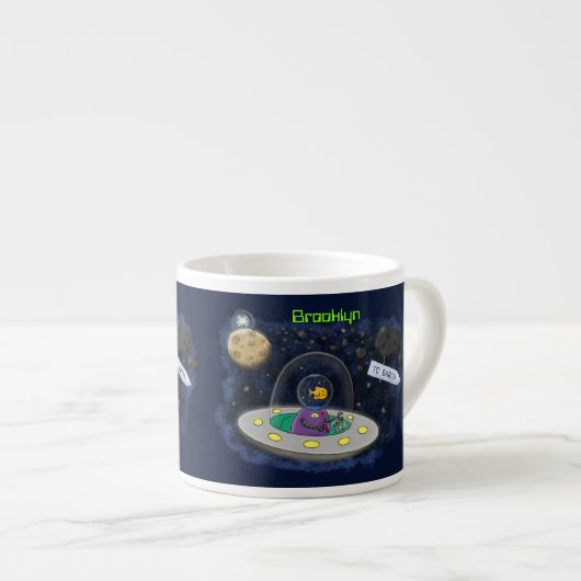 Schudvis uit de cartoon van de ruimte espresso kop (Voorkant rechts)