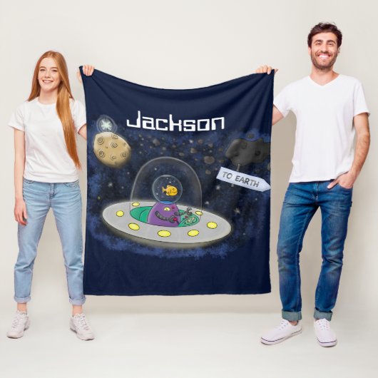 Schudvis uit de cartoon van de ruimte fleece deken (In situ)