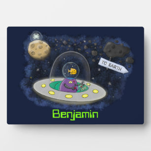 Schudvis uit de cartoon van de ruimte fotoplaat