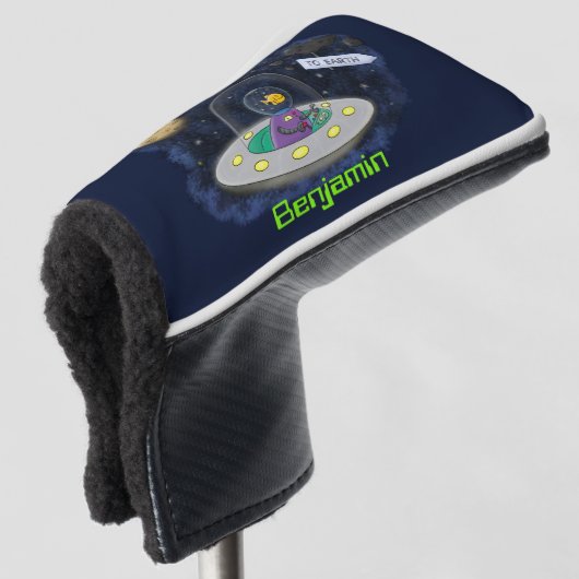 Schudvis uit de cartoon van de ruimte golfheadcover (3/4 voorkant)