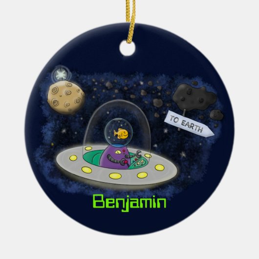 Schudvis uit de cartoon van de ruimte keramisch ornament (Voorkant)