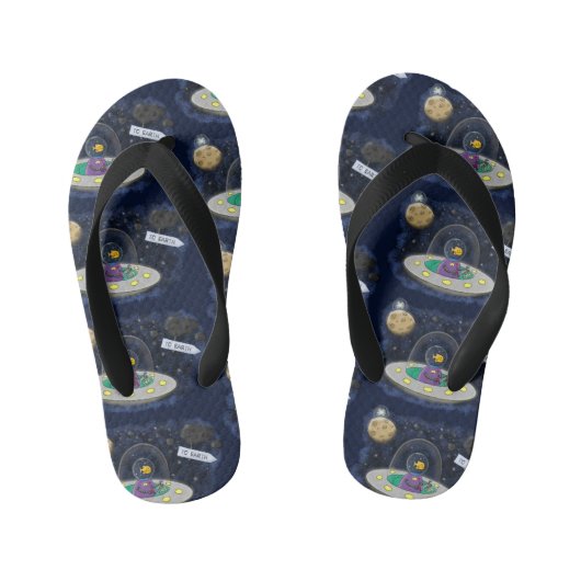 Schudvis uit de cartoon van de ruimte kinder teenslippers (Voetbed)