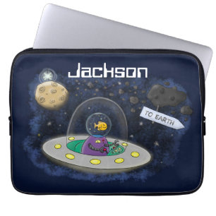 Schudvis uit de cartoon van de ruimte laptop sleeve