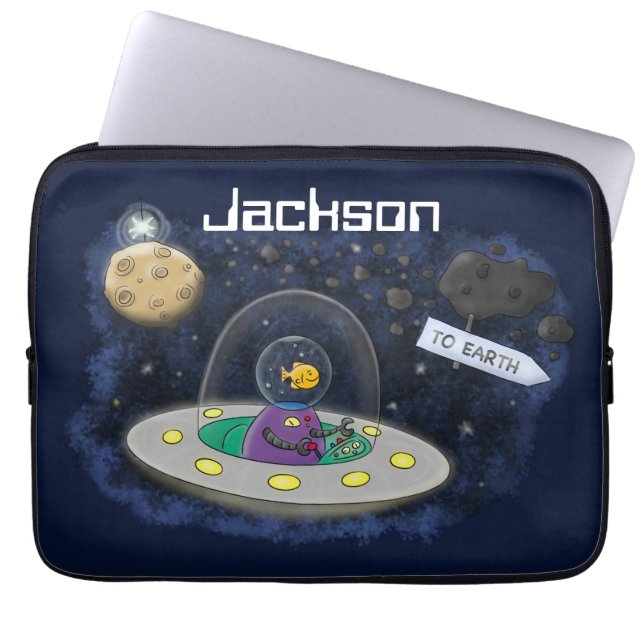 Schudvis uit de cartoon van de ruimte laptop sleeve (Voorkant)