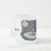 Schudvis uit de cartoon van de ruimte matglas koffiemok (Voorkant links)