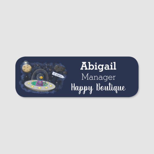 Schudvis uit de cartoon van de ruimte naamplaatje (Voorkant)