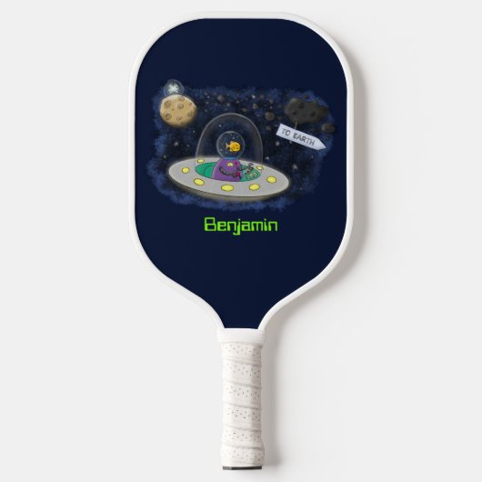 Schudvis uit de cartoon van de ruimte pickleball paddle (Voorkant)