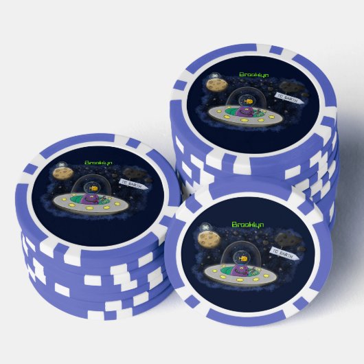 Schudvis uit de cartoon van de ruimte poker chips (Opstapeling)