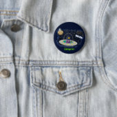 Schudvis uit de cartoon van de ruimte ronde button 5,7 cm (In situ)