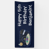 Schudvis uit de cartoon van de ruimte spandoek (Verticaal)