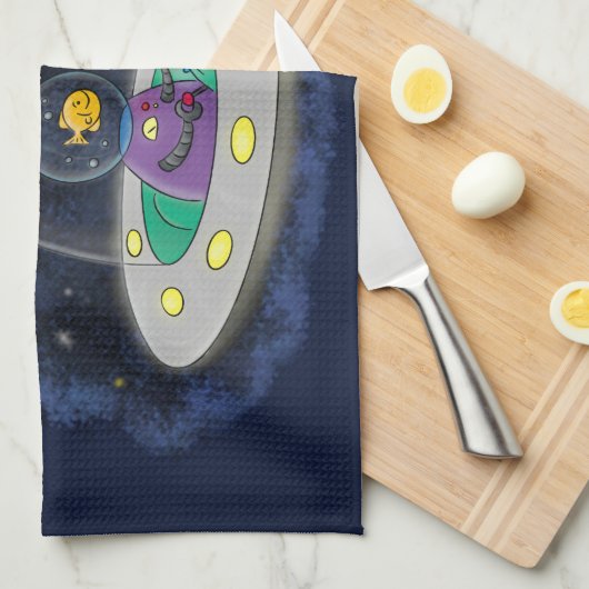 Schudvis uit de cartoon van de ruimte theedoek (Quarter Fold)