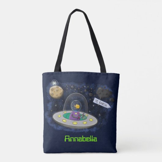 Schudvis uit de cartoon van de ruimte tote bag (Achterkant)