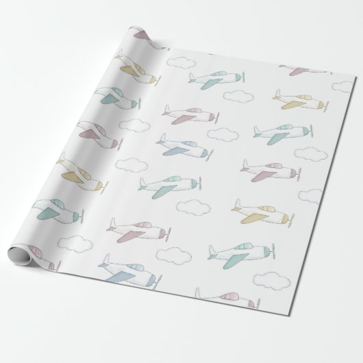 Schudvlak en wolkenpatroon cadeaupapier (Uitgerold)