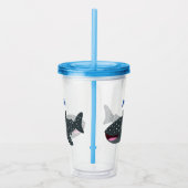 Schudwalvishaai blij met cartoon illustratie acryl drinkbeker (Rechts)