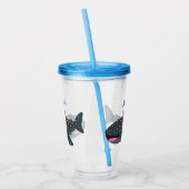 Schudwalvishaai blij met cartoon illustratie acryl drinkbeker (Links)