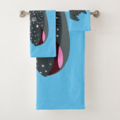 Schudwalvishaai blij met cartoon illustratie bad handdoek (Insitu)