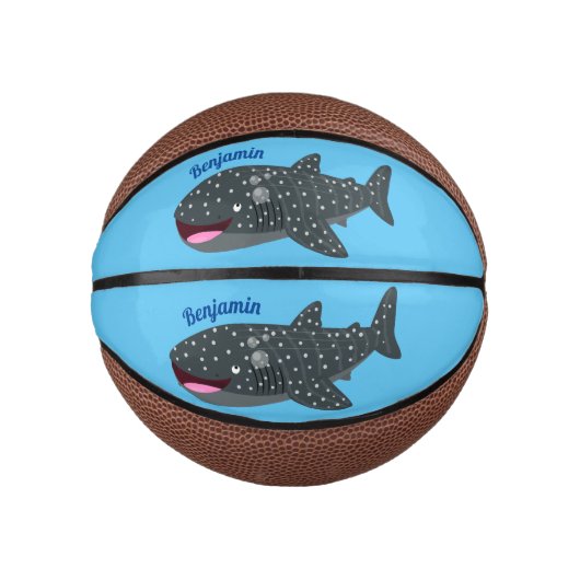 Schudwalvishaai blij met cartoon illustratie basketbal (Voorkant)