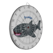 Schudwalvishaai blij met cartoon illustratie dartbord (Voorkant Links)