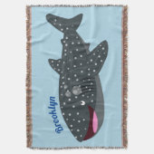 Schudwalvishaai blij met cartoon illustratie deken (Voorkant Verticaal)