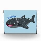 Schudwalvishaai blij met cartoon illustratie fotoblokken (Voorkant)